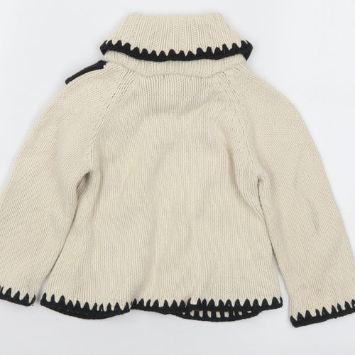 onekind Girls Beige Collared Cotton Pullover Jumper Size 3 Years