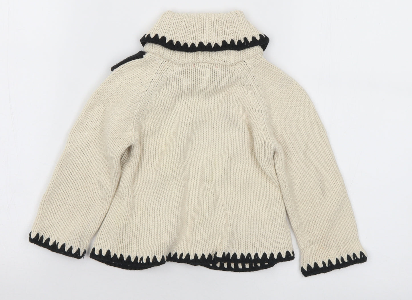 onekind Girls Beige Collared Cotton Pullover Jumper Size 3 Years
