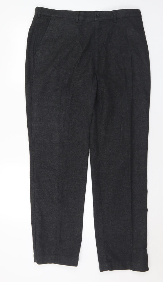 IB Diffusion Mens Grey Cotton Trousers Size 36 in L31 in Regular