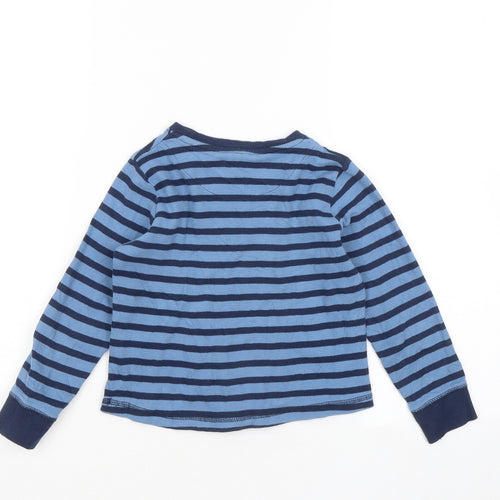 Lily&Dan Boys Blue Round Neck Striped Cotton Pullover Jumper Size 5-6 Years