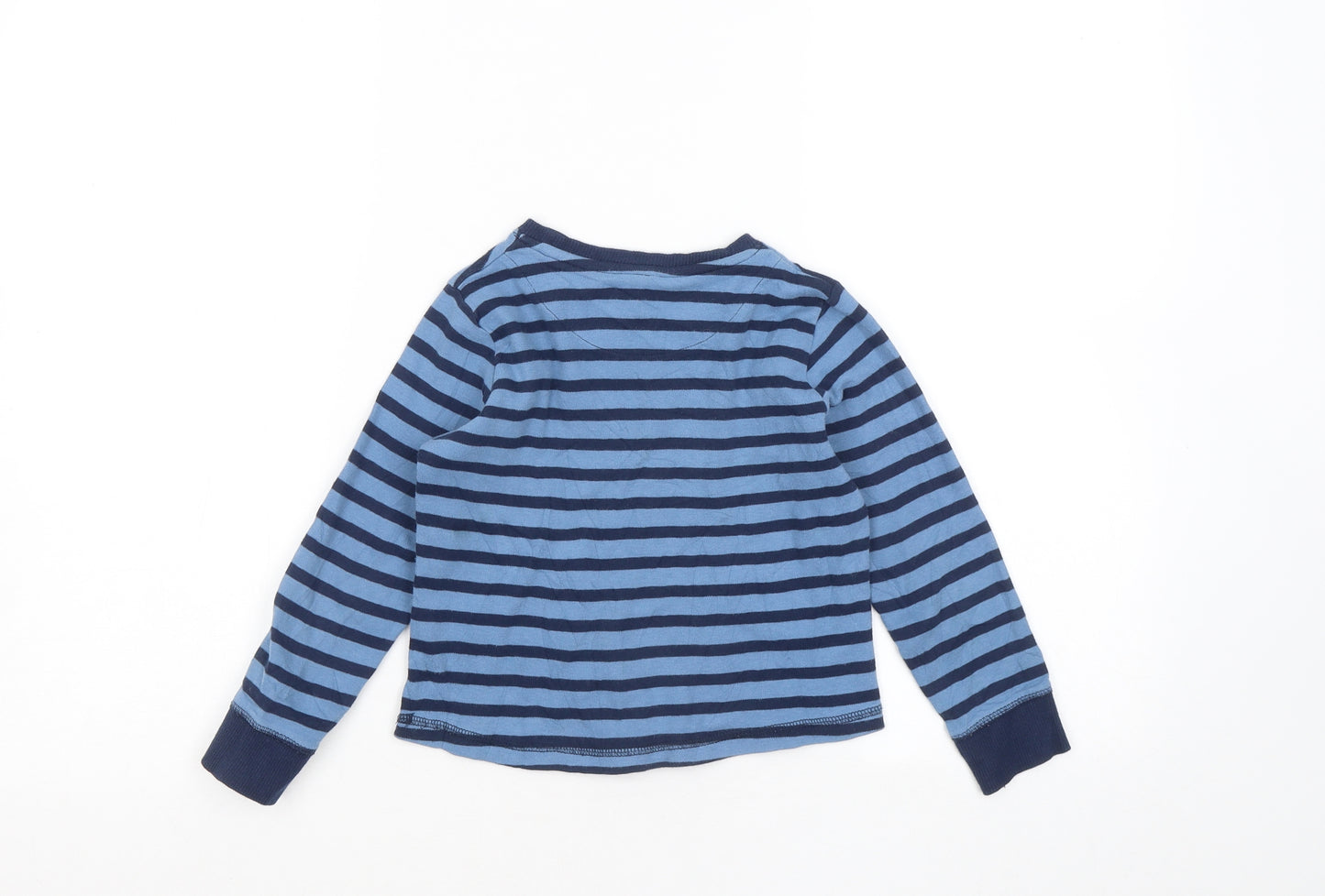 Lily&Dan Boys Blue Round Neck Striped Cotton Pullover Jumper Size 5-6 Years