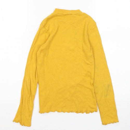 F&F Girls Yellow Mock Neck Cotton Pullover Jumper Size 10-11 Years
