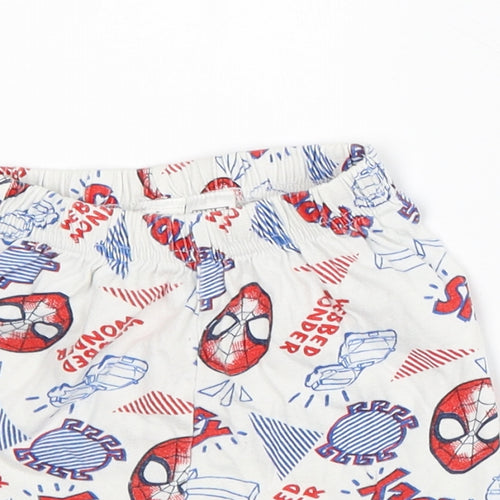Disney Boys White Geometric Cotton Bermuda Shorts Size 3 Years Regular - Spiderman