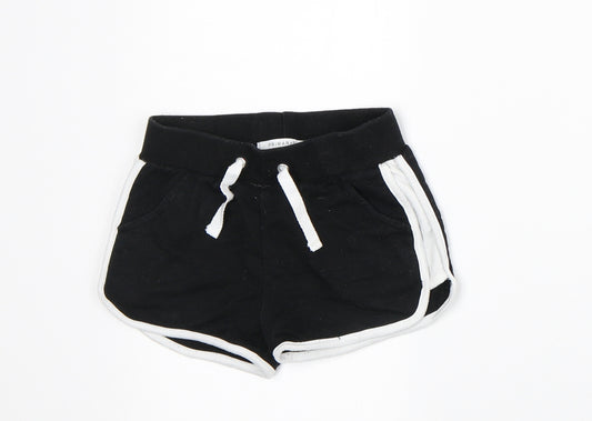 Primark Boys Black Striped Cotton Sweat Shorts Size 3-4 Years Regular
