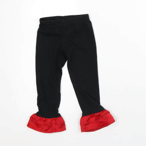 Rare Editions Girls Black Cotton Capri Trousers Size 2-3 Years Regular