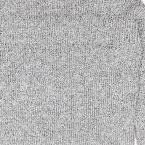 New Look Girls Grey V-Neck Acrylic Pullover Jumper Size 12-13 Years Pullover