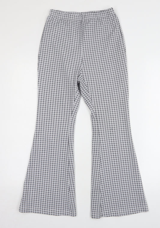 Shein Womens Multicoloured Check Polyester Capri Leggings Size S L27 in - Flared