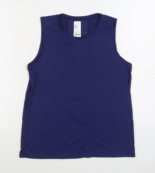 DECATHLON Womens Blue Polyester Basic Tank Size 12 Scoop Neck Pullover
