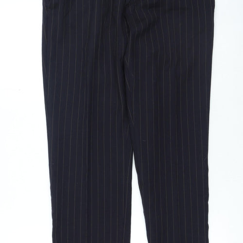 Preworn Mens Blue Striped Polyester Trousers Size 34 in L28 in Regular