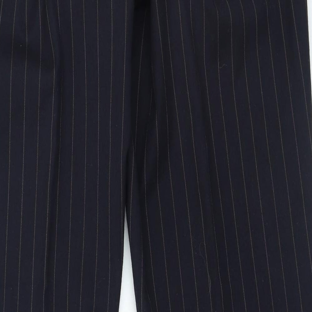 Preworn Mens Blue Striped Polyester Trousers Size 34 in L28 in Regular