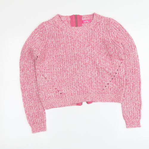 Sophik Girls Pink Round Neck Acrylic Pullover Jumper Size 12-13 Years