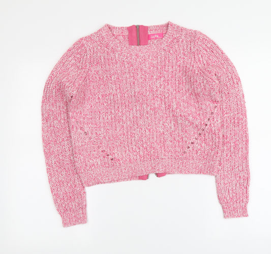 Sophik Girls Pink Round Neck Acrylic Pullover Jumper Size 12-13 Years