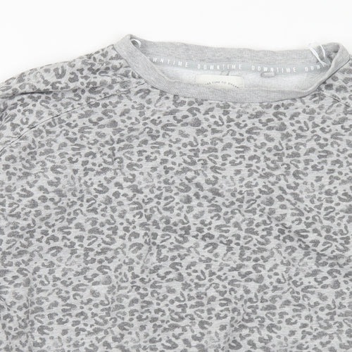 NEXT Womens Grey Animal Print Cotton Top Pyjama Top Size M