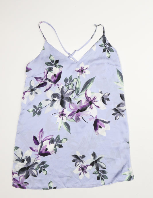 Love To Lounge Womens Purple Floral Polyester Cami Pyjama Top Size M