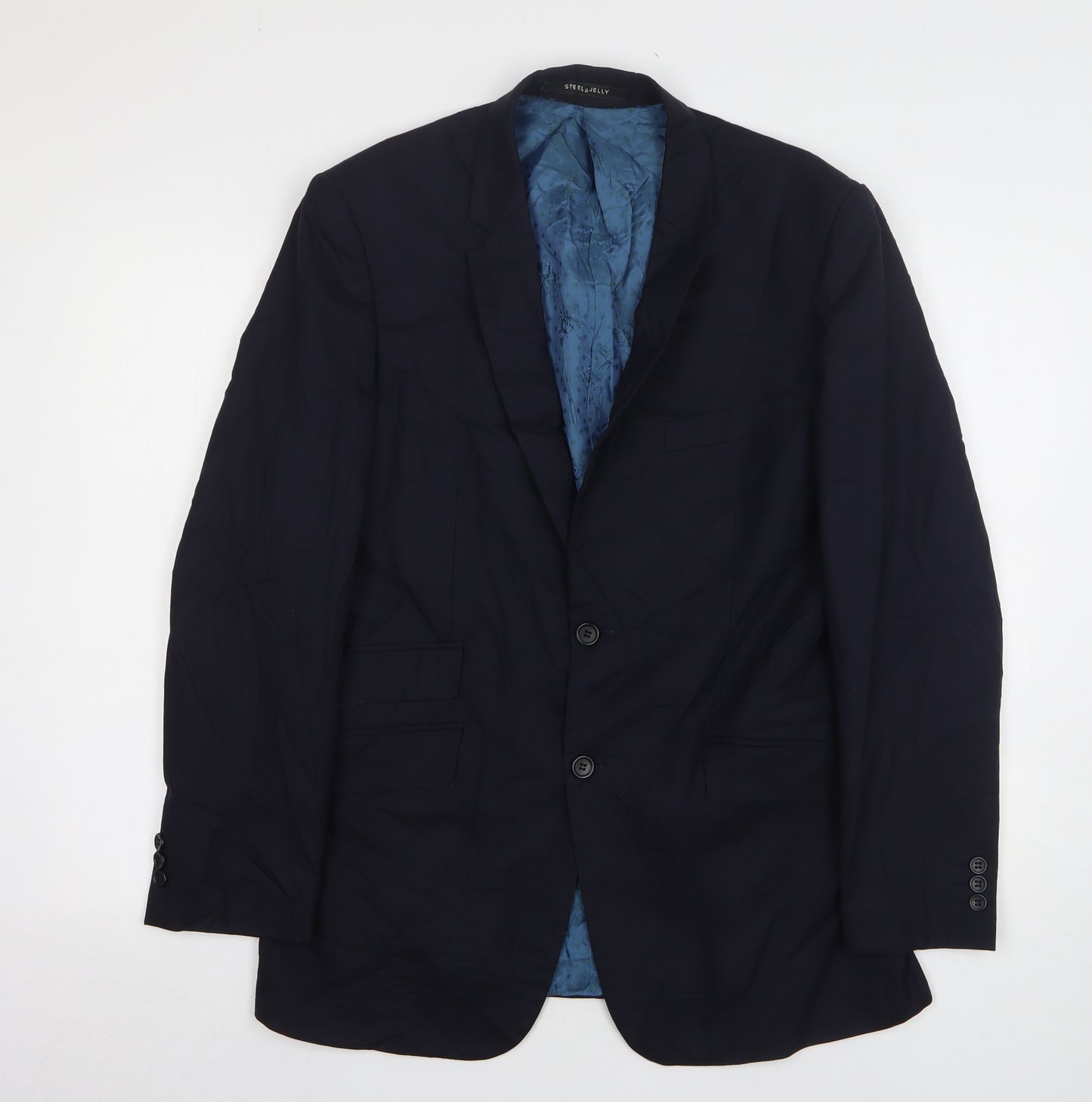 Steel & Jelly Mens Blue Wool Jacket Suit Jacket Size 40