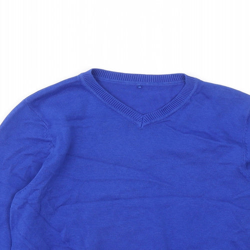 George Boys Blue V-Neck Cotton Pullover Jumper Size 8-9 Years