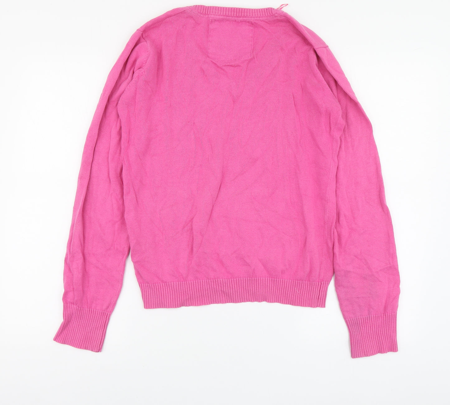 Rydale Womens Pink V-Neck Cotton Henley Jumper Size M