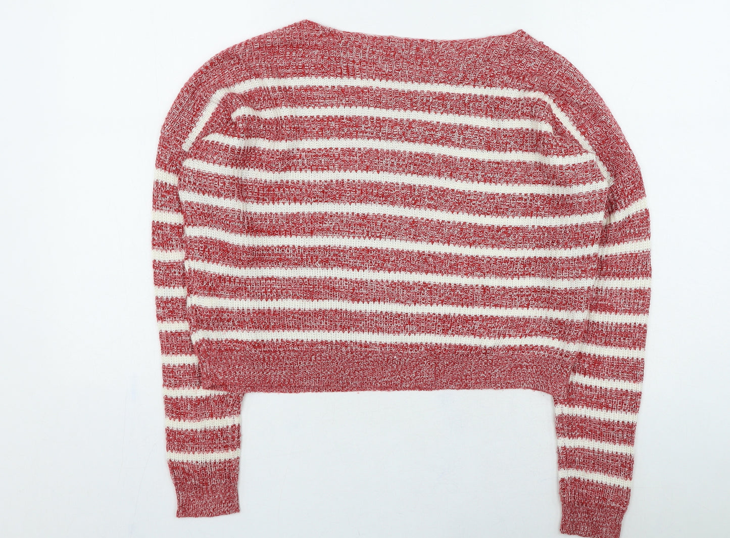 TALLY WEiJL Womens Red Round Neck Striped Acrylic Pullover Jumper Size M