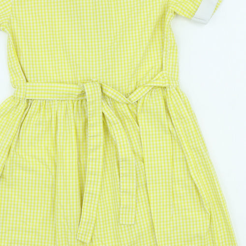 Banner Girls Yellow Check Polyester A-Line Size 7-8 Years Collared
