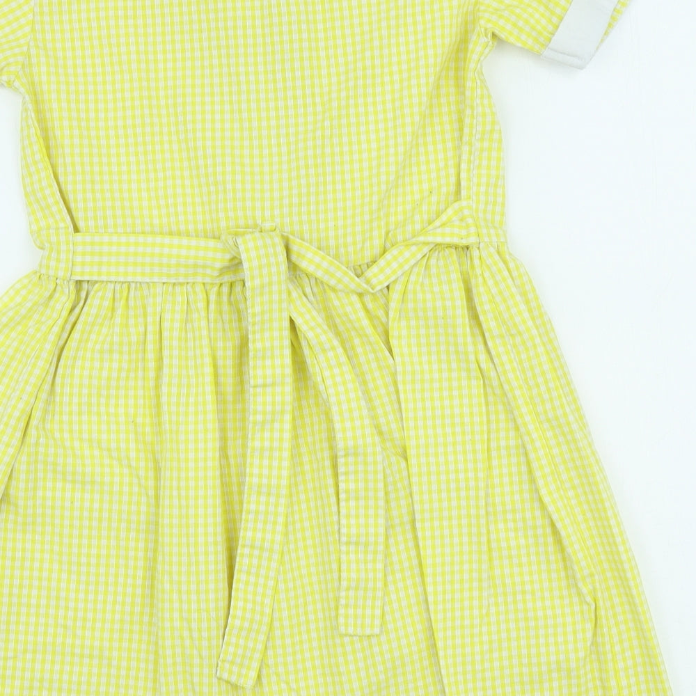 Banner Girls Yellow Check Polyester A-Line Size 7-8 Years Collared