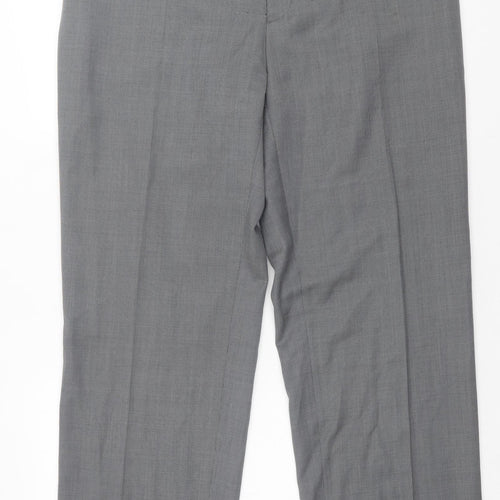 Preworn Mens Grey Wool Trousers Size 40 in L33 in Regular Hook & Eye