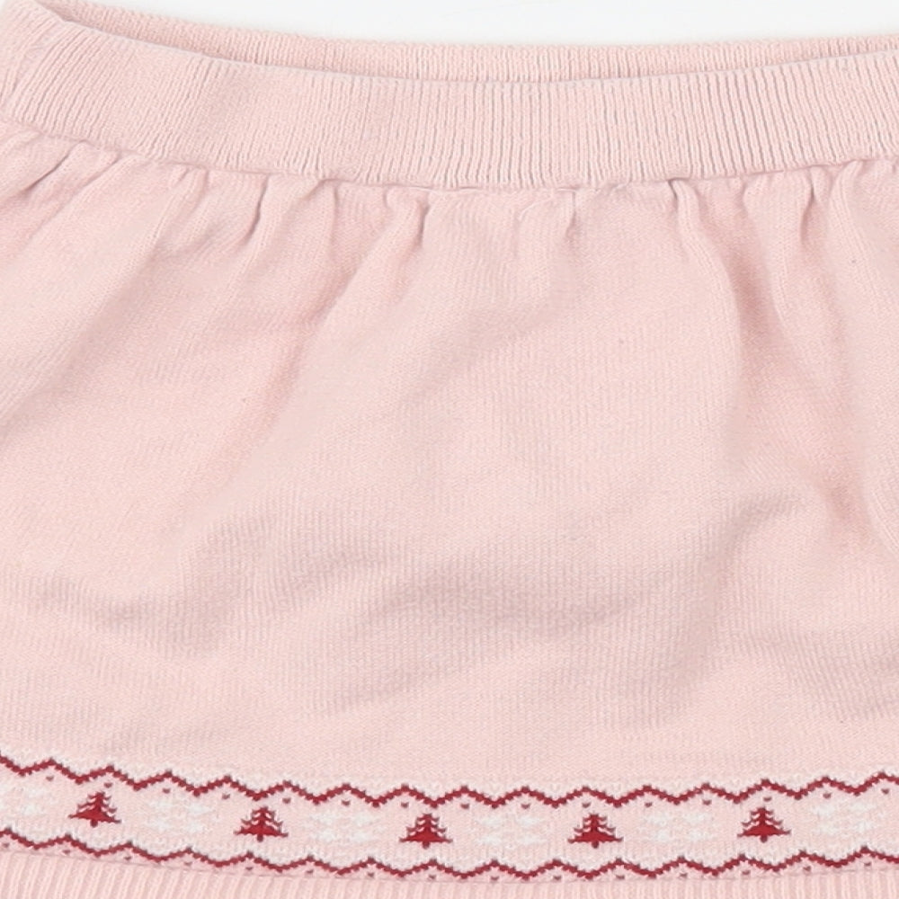 Primark Girls Pink Fair Isle Cotton Skater Skirt Size 4-5 Years Regular