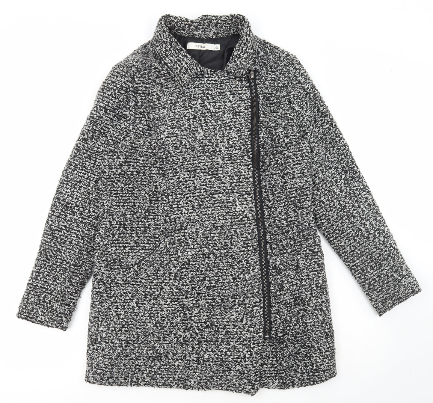JustFab Womens Grey Jacket Coat Size L
