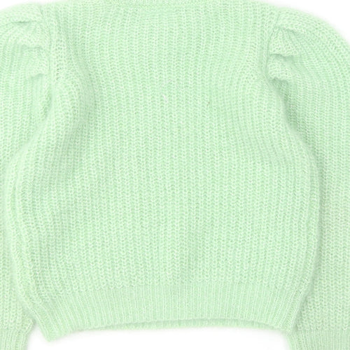 Matalan Girls Green Round Neck Polyester Pullover Jumper Size 7 Years