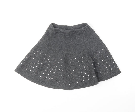 Primark Girls Grey Polyester Skater Skirt Size 3-4 Years Regular