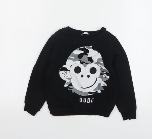 Pep&Co Boys Black Cotton Pullover Sweatshirt Size 4-5 Years - Monkey