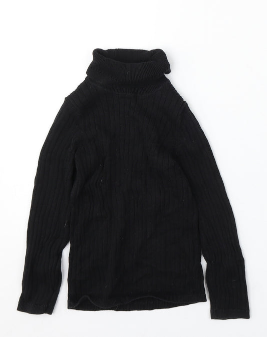 George Girls Black Roll Neck Cotton Pullover Jumper Size 7-8 Years
