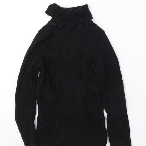George Girls Black Roll Neck Cotton Pullover Jumper Size 7-8 Years