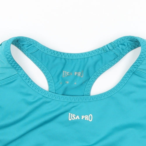 USA Pro Womens Green Polyester Cropped Tank Size 10 Round Neck