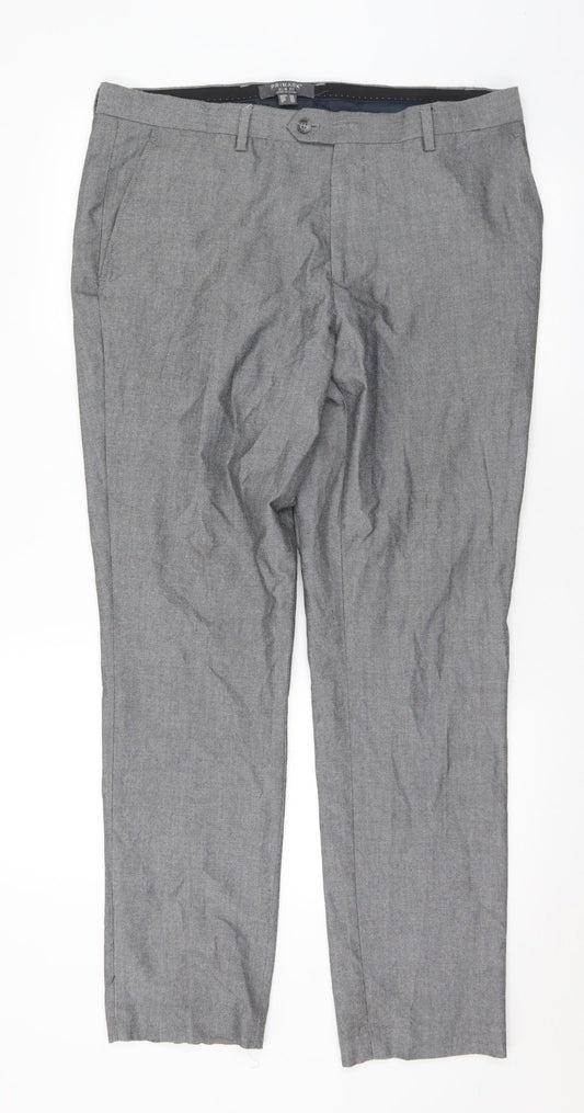 Primark Mens Grey Polyester Trousers Size 36 L31 in Regular Button