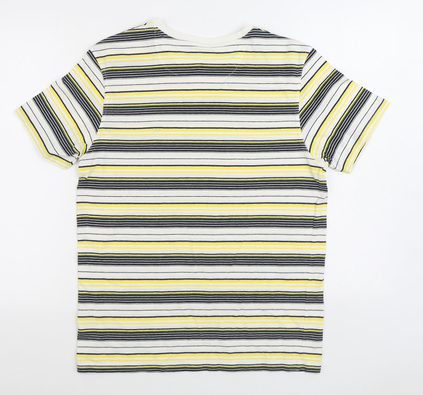 Matalan Mens Multicoloured Striped Cotton T-Shirt Size M Round Neck