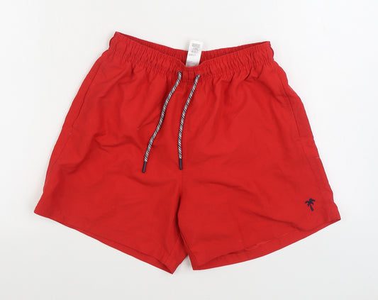 F&F Mens Red Polyester Sweat Shorts Size S Regular Tie - Swim trunks