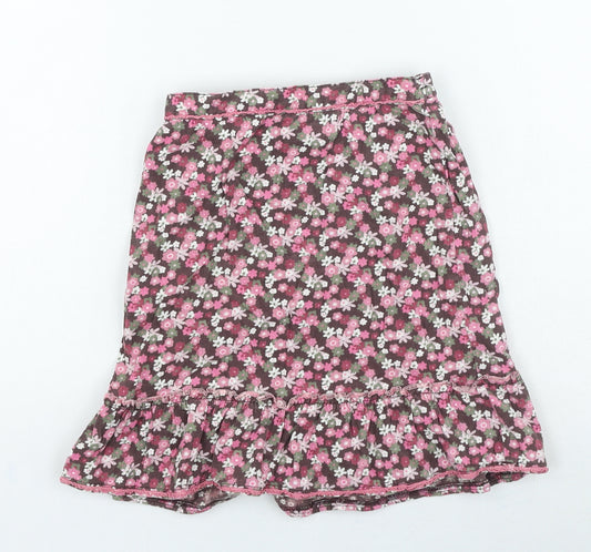 Preworn Girls Pink Floral Cotton Flare Skirt Size 5-6 Years Regular