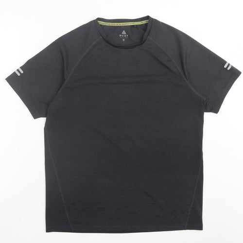 NEXT Mens Black Polyester Basic T-Shirt Size M Crew Neck Pullover