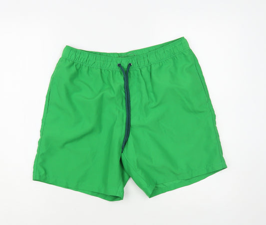 ASOS Mens Green Polyester Bermuda Shorts Size M L6 in Regular Drawstring - Swim Trunks