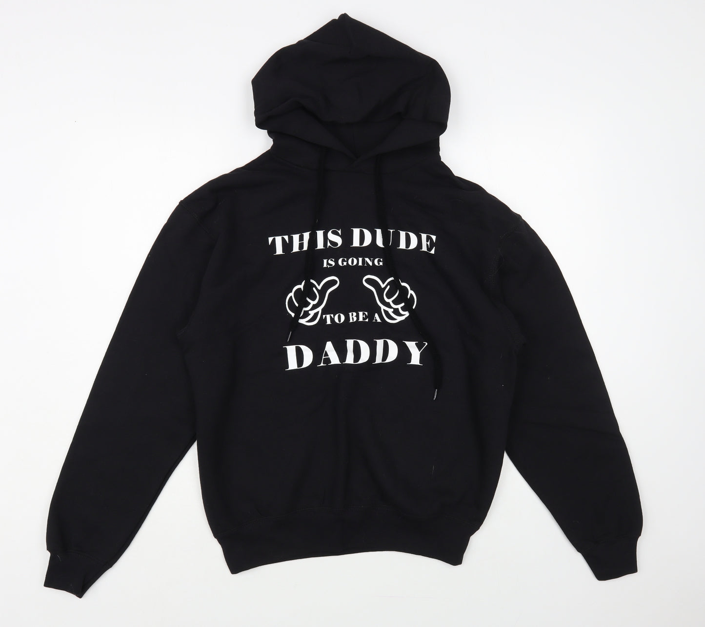 Fruit of the Loom Mens Black Cotton Pullover Hoodie Size M - Daddy