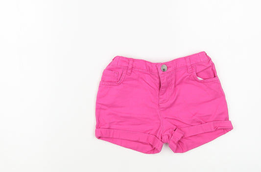 F&F Girls Pink Cotton Hot Pants Shorts Size 5-6 Years Regular Buckle