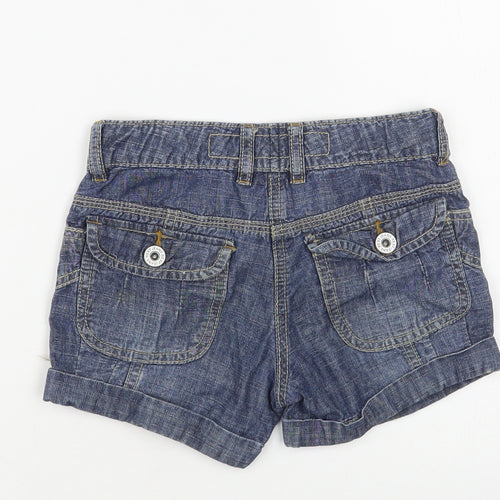 NEXT Girls Blue Cotton Hot Pants Shorts Size 6 Years Regular Buckle