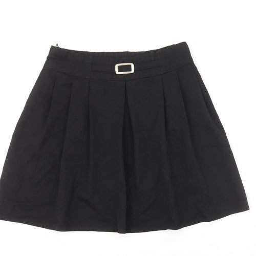 Marks and Spencer Girls Black Polyester Pleated Skirt Size 12-13 Years Regular