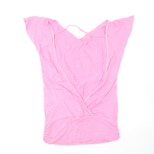 Golddigga Womens Pink Viscose Pullover T-Shirt Size M Boat Neck