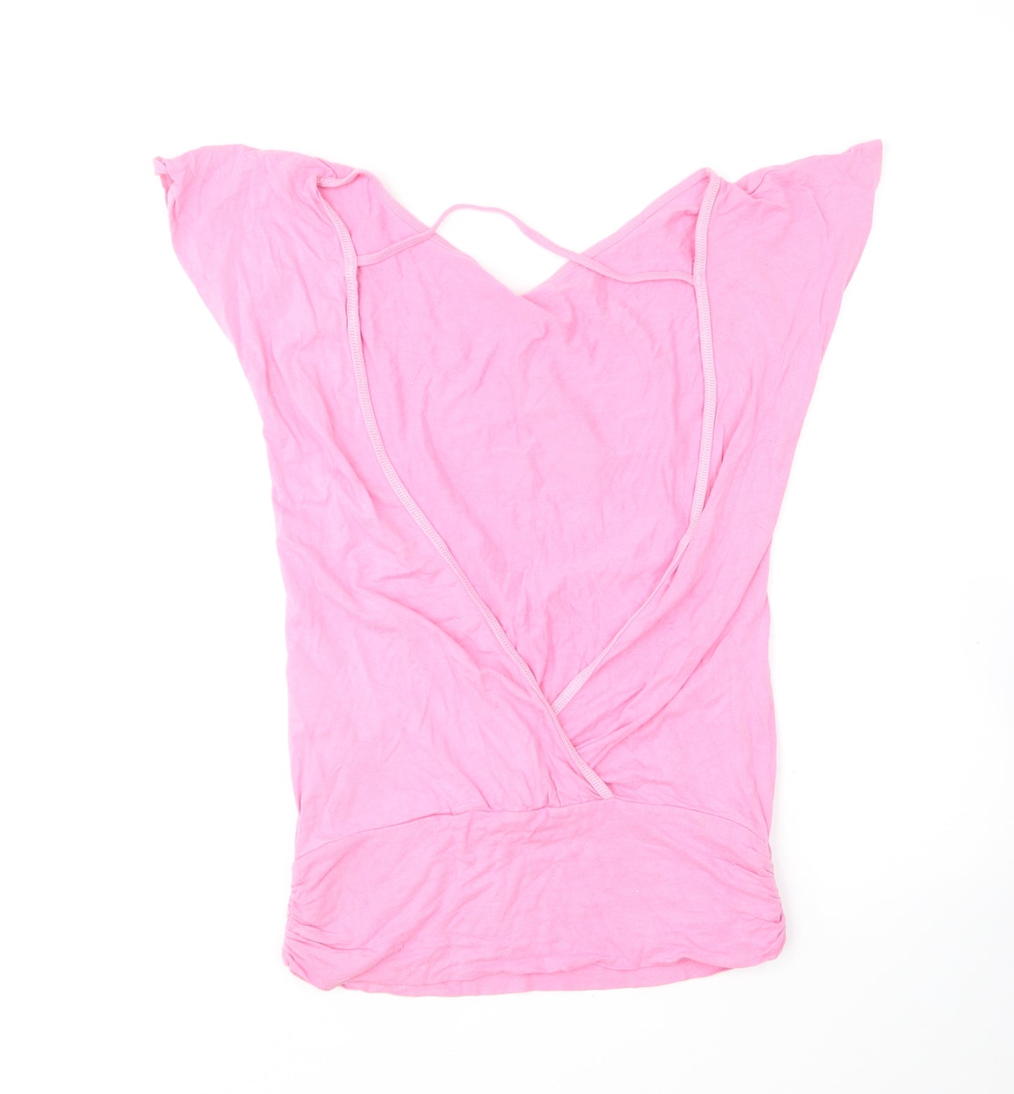 Golddigga Womens Pink Viscose Pullover T-Shirt Size M Boat Neck