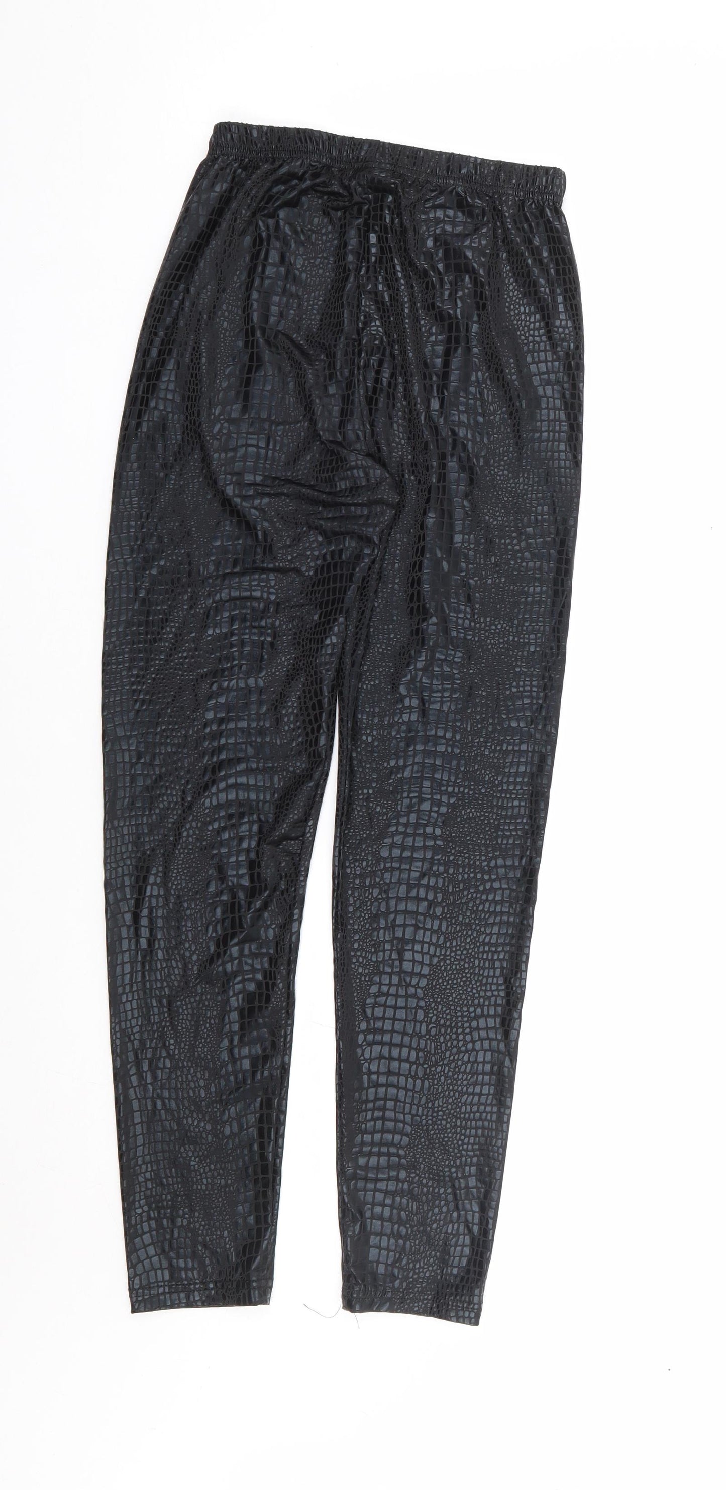 SheIn Girls Black Geometric Polyester Jogger Trousers Size 12 Years Regular