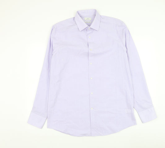 NEXT Mens Purple Polyester Dress Shirt Size 16 Collared Button