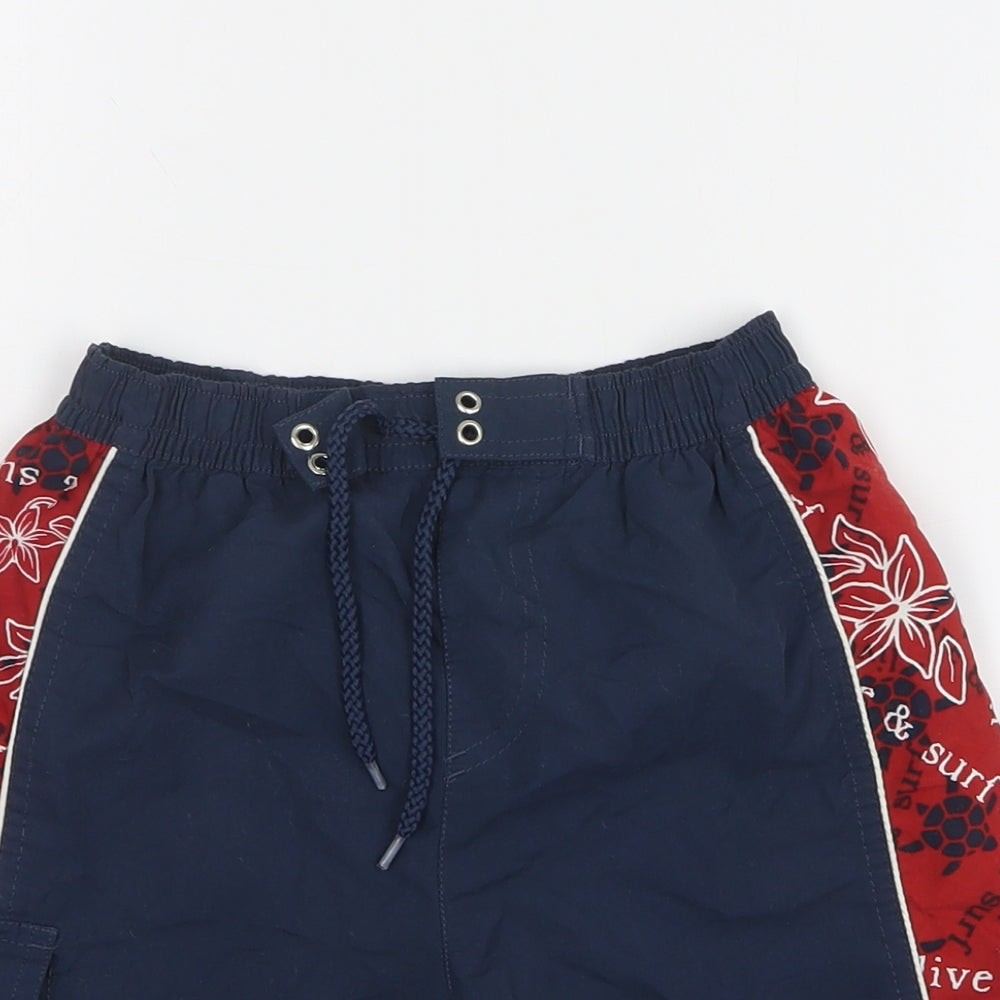 NAF NAF Boys Blue Geometric Polyester Cargo Shorts Size 5-6 Years Regular - Swim Shorts