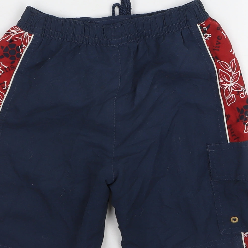 NAF NAF Boys Blue Geometric Polyester Cargo Shorts Size 5-6 Years Regular - Swim Shorts