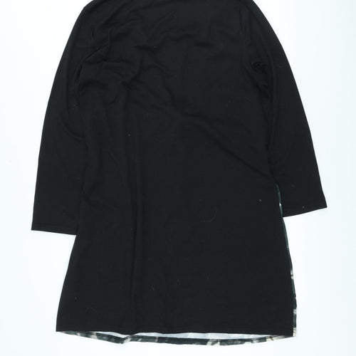 Sugar Crisp Womens Black Floral Polyester A-Line Size XL Scoop Neck